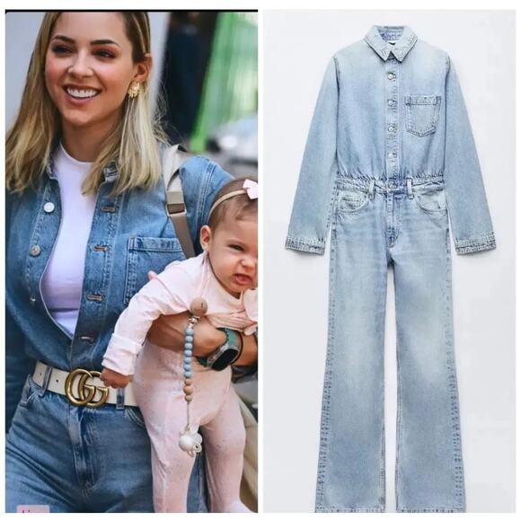 ZARA BLOGGER FAVORITE TRF LONG DENIM JUMPSUIT - Picture 3 of 13